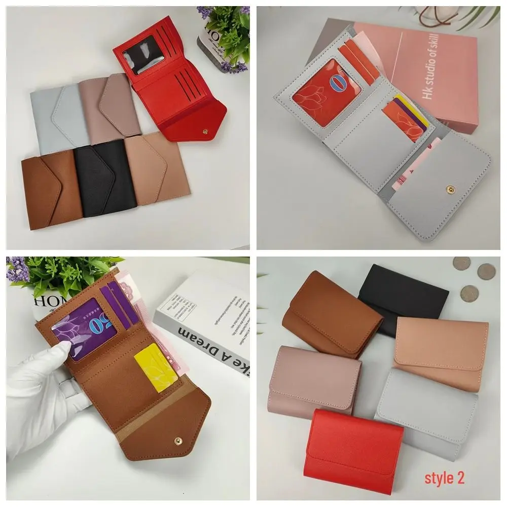 

Pu Leather Short Wallet Simple Ultrathin Square Coin Purse Card Holder Coin Pouch Fold Money Clip Girls