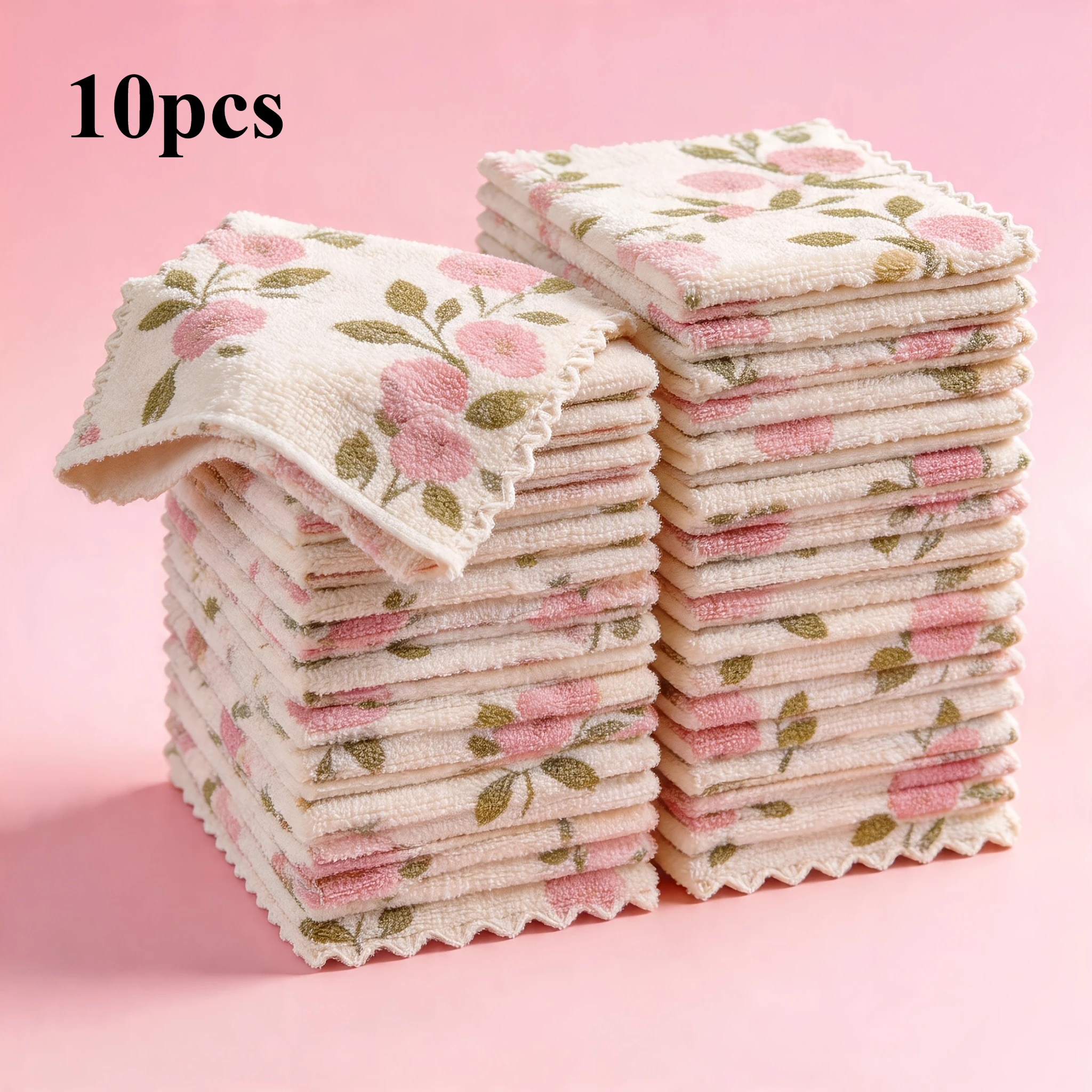 10 Stück Coral Fleece Reinigungstücher, Super Saugfähige Schnelltrocknende Weiche Tücher, Vielseitig Einsetzbare Wiederverwendbare Wischtücher für die Küche