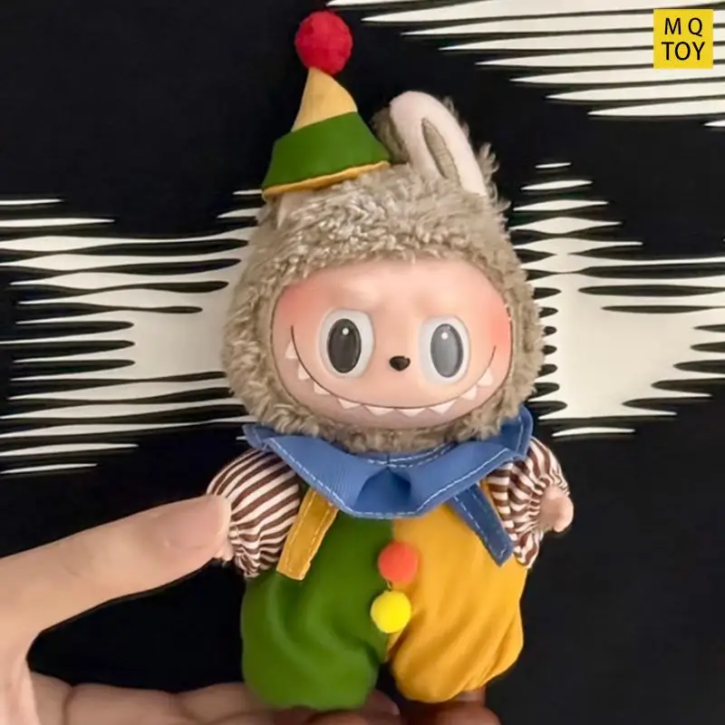 

Одежда для Labubu, костюм клоуна, совместимый с 17 см, фигурки 1-го/2-го/3-го поколения, виниловый костюм Джокера, съемные аксессуары
