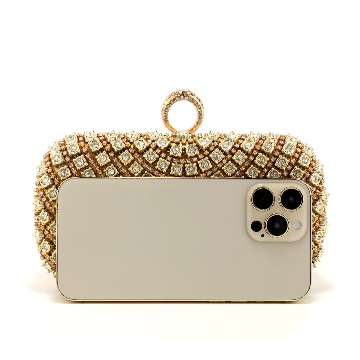 Vintage Style Beading Women Evening Bags Rhinestones Golden Metal Chain Shoulder Clutch Bag Shoulder Chain Lady Luxury Glitter H