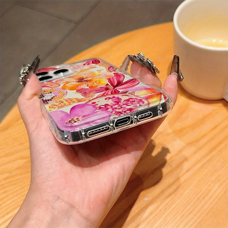 아이폰 11부터 17 프로 맥스 플러스까지 꽃무늬 디자인의 투명 TPU 보호 케이스로 완벽한 보호와 정밀한 낙하 보호 기능을 제공합니다.