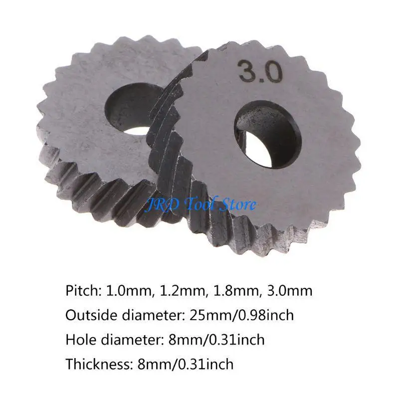 A2UD 2pcs Diagonal Linear Knurl Knurling Knurler Tool 1.0/1.2/1.8/3.0mm