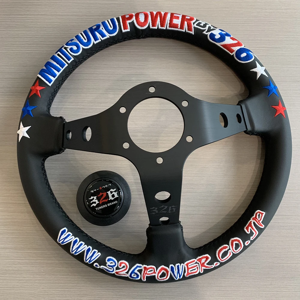 Universal 13 Inch 320mm JDM Leather 326 Power Auto Steering Wheel Rally Racing Volantes