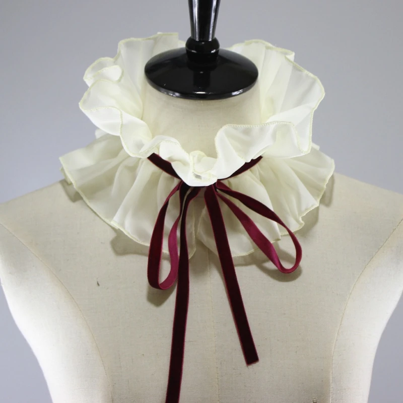 

Chiffon Ruffled Collar Vintage Court False Collar Autumn Winter Decorative Neck Scarf Women Casual Detachable Collar