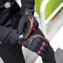 Sfk Motorrace Handschoenen Full Finger Touchscreen Zwart Rood Stijlvolle Nylon Polyester Motorcross Accessoires