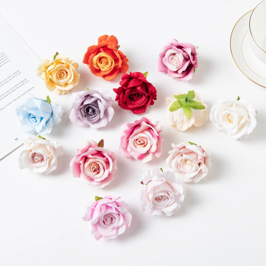 50/100Pcs Silk Rose Artificial Flower Hot sale Christmas Wedding BridalBouquet Home Outdoor Garden wreath Diy gift box Scrapbook