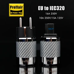 Preffair P105S Schuko EU/US Power Rhodium Plating Supply Plug Connector Adapter 15A/250V Hifi