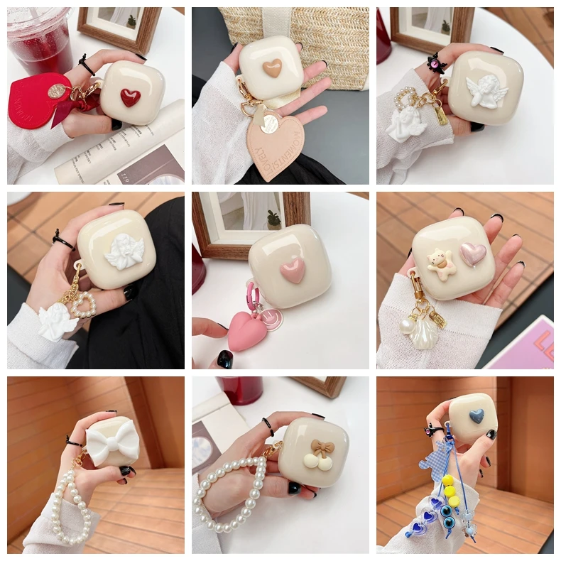 Funda de silicona con dibujos animados para auriculares, carcasa bonita con llavero para QCY T13, ANC