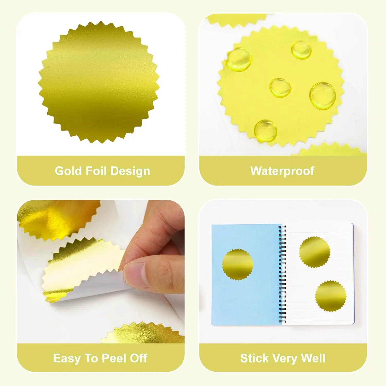 500Pcs Gear Sticker Laser Golden Glossy Labels Decorlabel Embossing Stamp Gift Box Packag Seal Packag for Gift Scrapbook Sticker