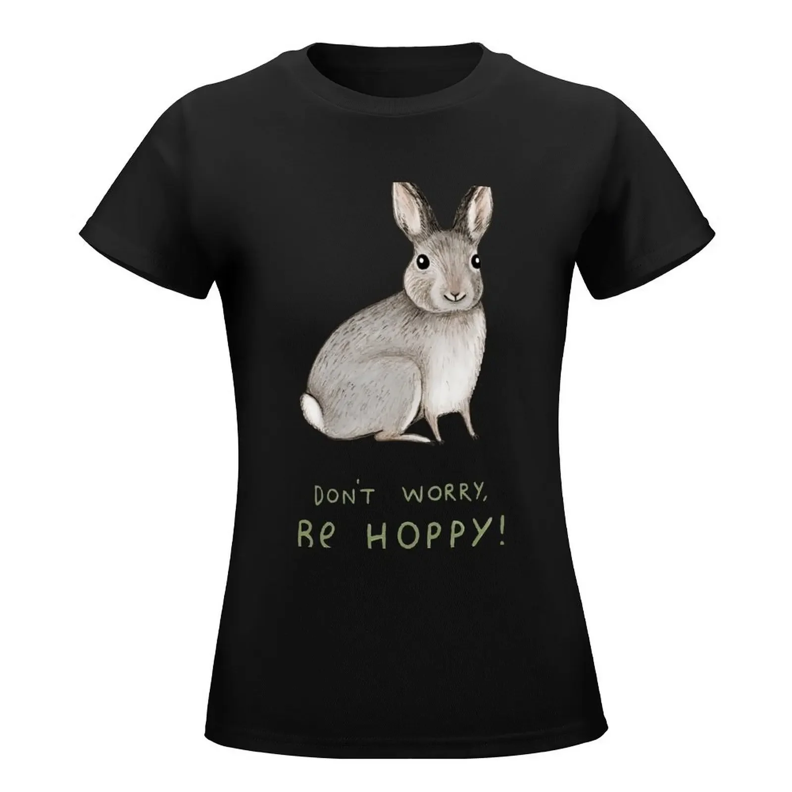 Mach dir keine Sorgen, sei hoppy! T-Shirt plus Größe Tops ästhetische Kleidung Damen bekleidung