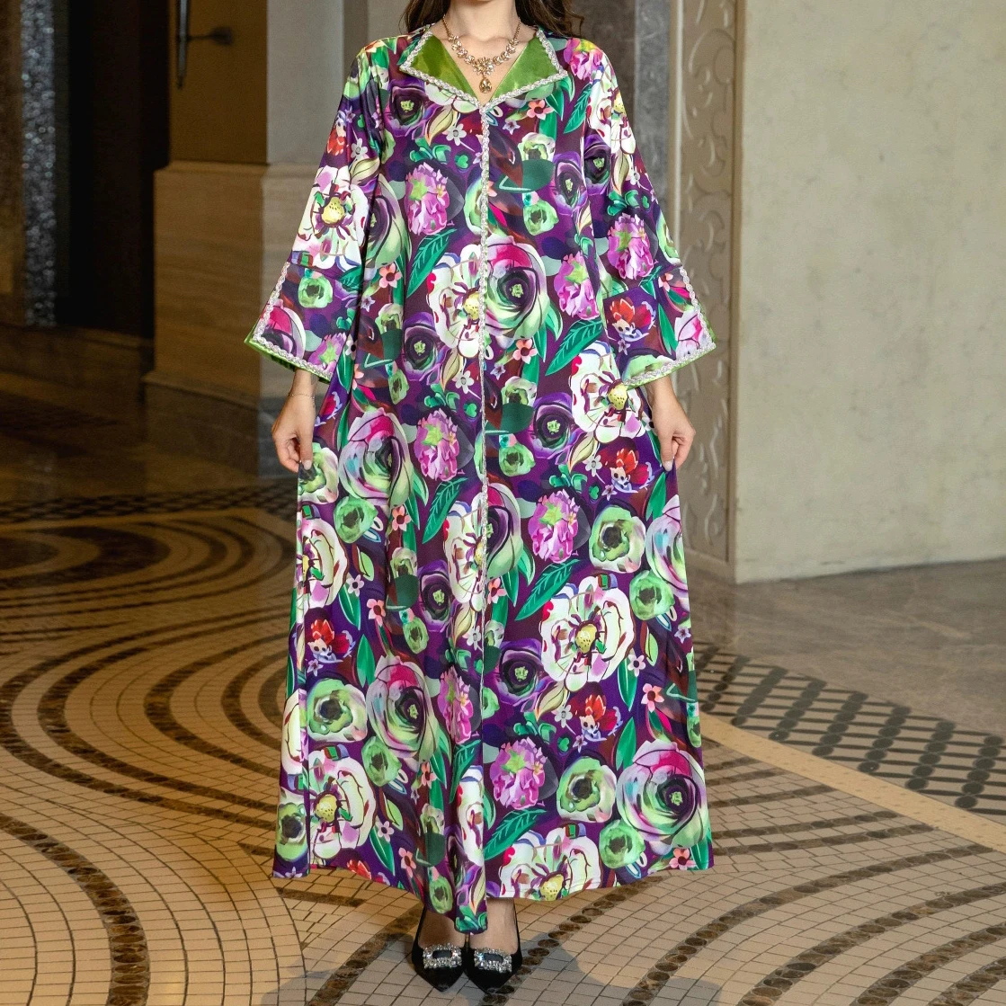 

Abaya Arabian Dubai pattern Muslim clothing home diamond dress-GZXX627