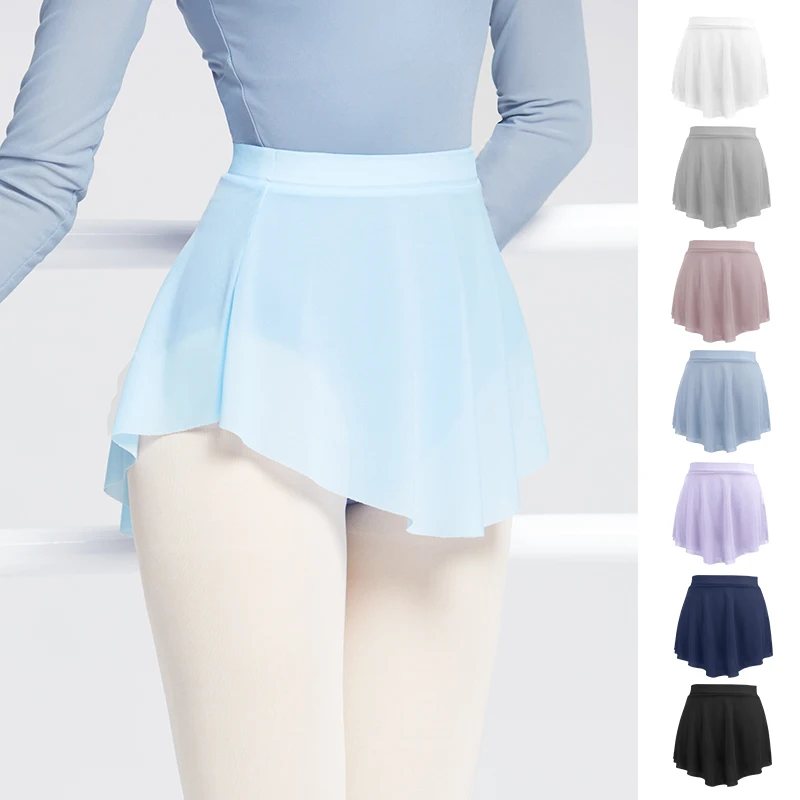 Woman Ballet Skirt A Side Split Short Dance Skirt Soft Mesh Elastic Skirt for Woman Ballet Tutu Skirt