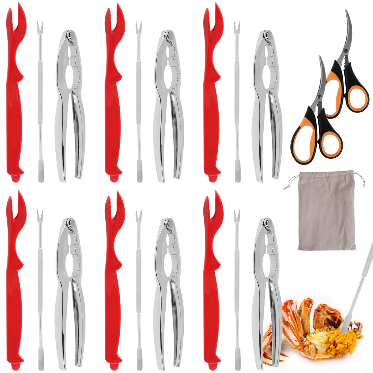 

10/20 Pcs Seafood Tools Set Stainless Steel Seafood Tools Household Crab Peeling Tool for Seafood Restaurant Kitchen Accessories