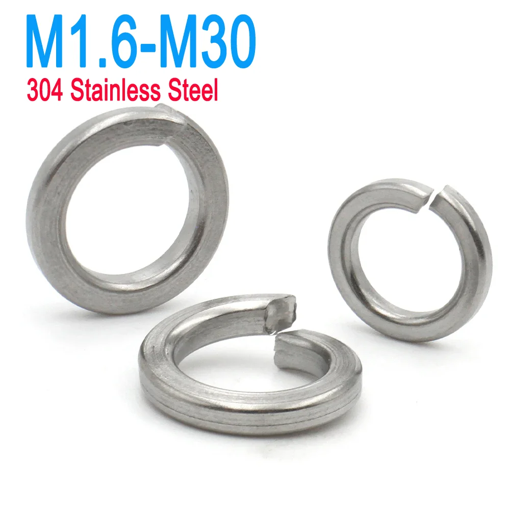 

M1.6 M2 M2.5 M3 M4 M5 M6 M8 M10 M12 M16 M24 M27 M30 304 Stainless Steel Spring Split Lock Washer Elastic Gasket 5/10/20/ 50pcs
