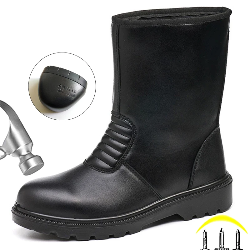 Waterproof Men Safety Shoes Work Leather Boots Anti-smash Anti-puncture Industrial Shoes Protective Boots Indestructible shoes