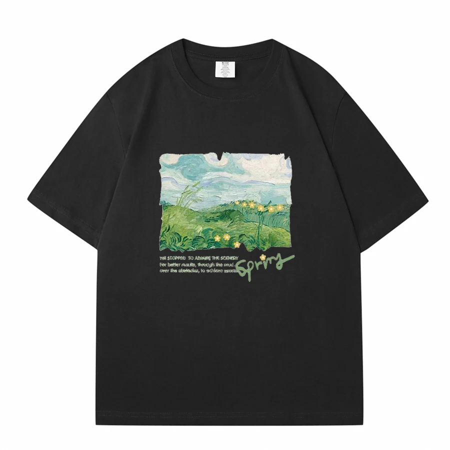 T-shirt stampate verdi da donna nuova primavera T-shirt streetwear oversize moda bianca femminile Top casual da donna