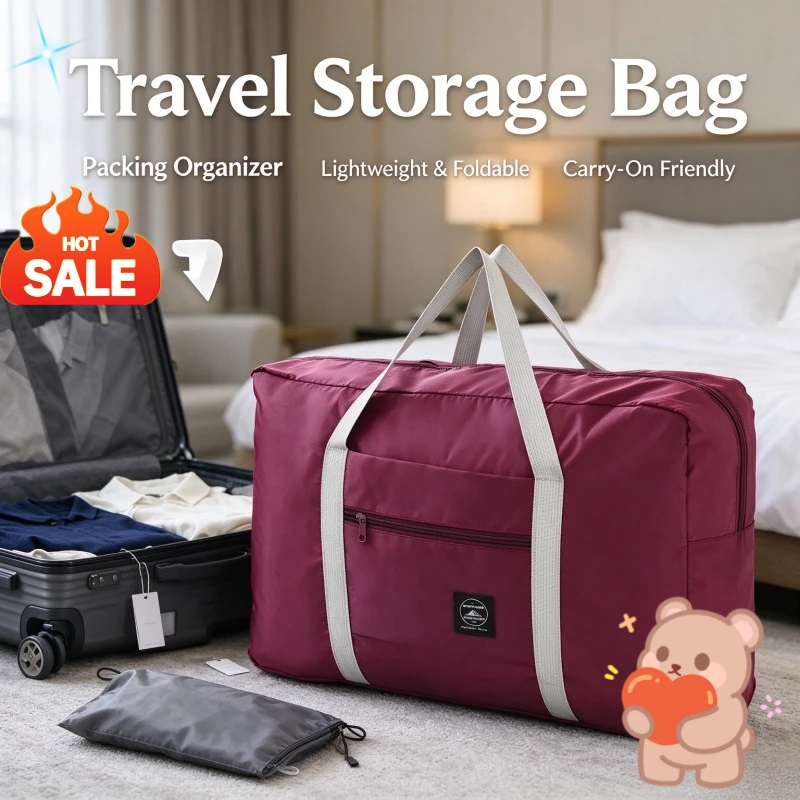 Stocking Stuffers Foldable Travel Duffel Bag, Large Capacity Carry On Handbag, Clothes Storage Luggage for Weekend Trip, Moving