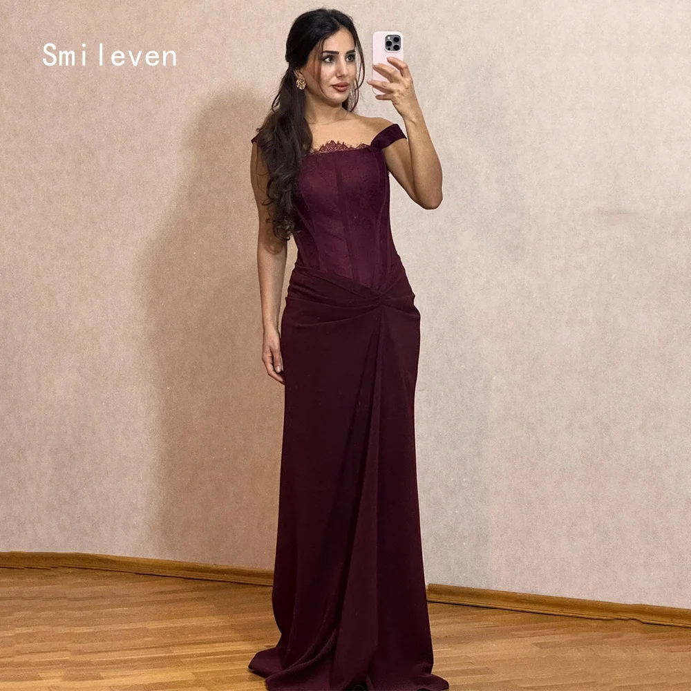 

Smileven Luxury Illusion Mermaid Prom Dress Square Collar Evening Gowns Appliques Lace Occasion Dress Customized 2026