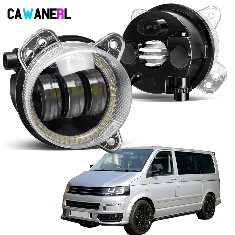 2 X Car Fog Light LED Angel Eye DRL Daytime Running Lamp 9006 For Volkswagen VW Caravelle T5 2003 2004 2005 2006 2007 2008 2009