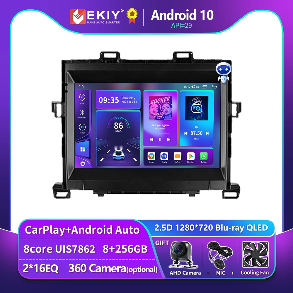 

EKIY T900 For Toyota Alphard H20 2008 - 2014 Android 10 QLED Car Radio Stereo Multimedia Player CarPlay Navigation GPS 2 Din DVD