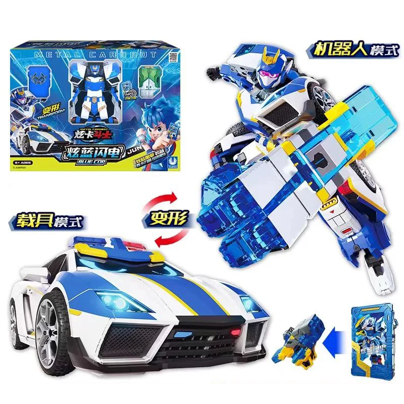 Metall-Kartroboter S BLUE COP W Transformierender Roboter-Trupp Auto-Kart-Spielzeug Actionfigur ABS-Transformationsmodell Kindergeschenk – Detail 5