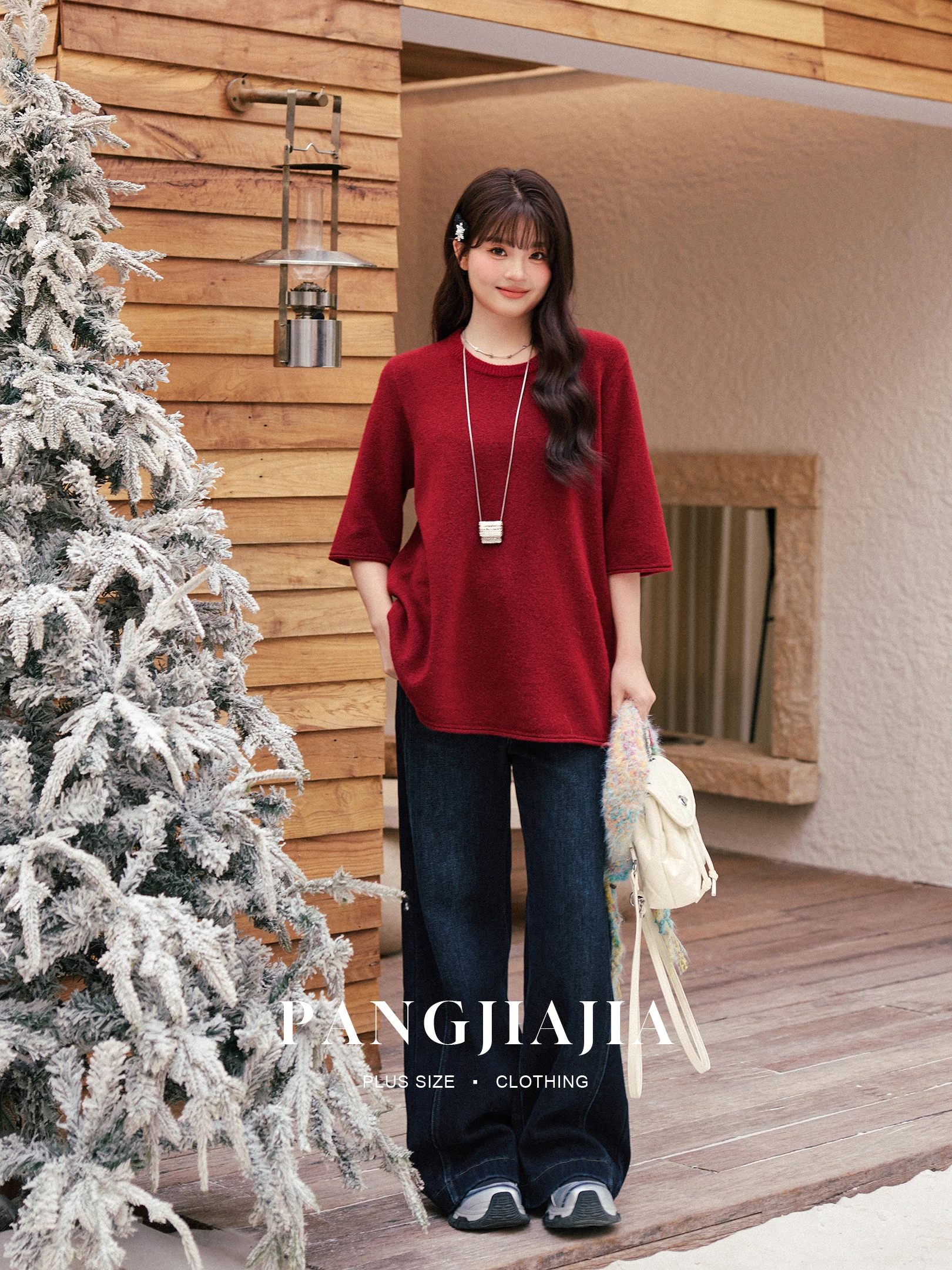 

plus Size Women's Thiened round Ne Knitted T-irt Casual Sle ort Sve Rice Noodle T-irt for plus Size Girls