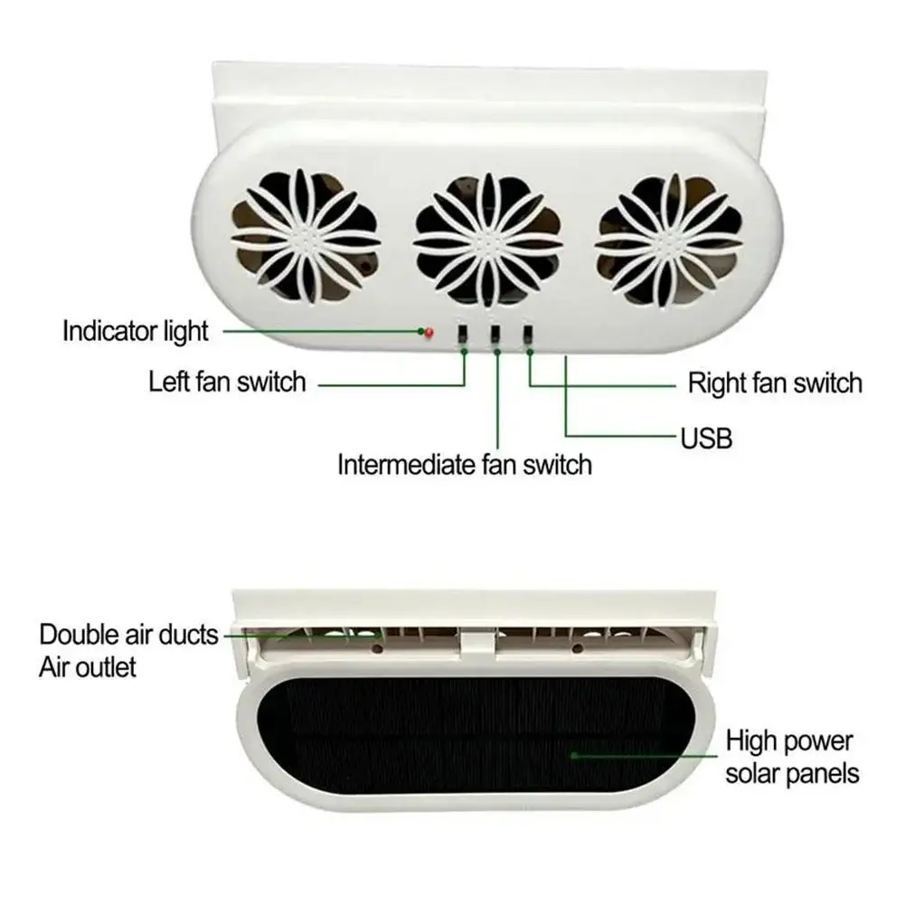 자동차 태양열 배기 선풍기 공기 순환 냉각 선풍기, 실내 냉각 도구, 창문 배기 선풍기 액세서리, 여름