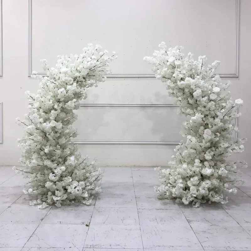 GNW Wholesale Flower Wall Backdrop Wedding Arch Decorative Silk Flower Cherry Blossom Arch for Stunning Wedding Occasion