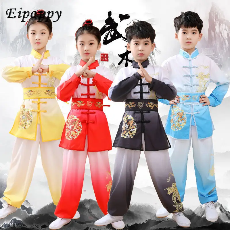 Children's Long-Sleeved Clothes, Children's Kung Fu Dragon Dance, Ethnic Style, Martial Arts Wear