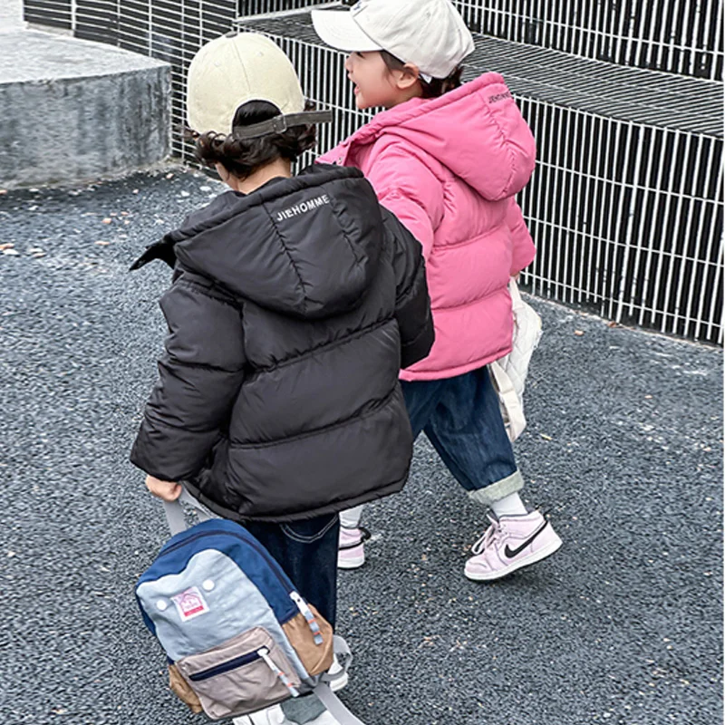 Winter Children's Down Jackets Kids Hooded Cotton Outerwear New Boys Girls Warm Thickened Coats Toddler Fashion Clothing 2-10Y 2