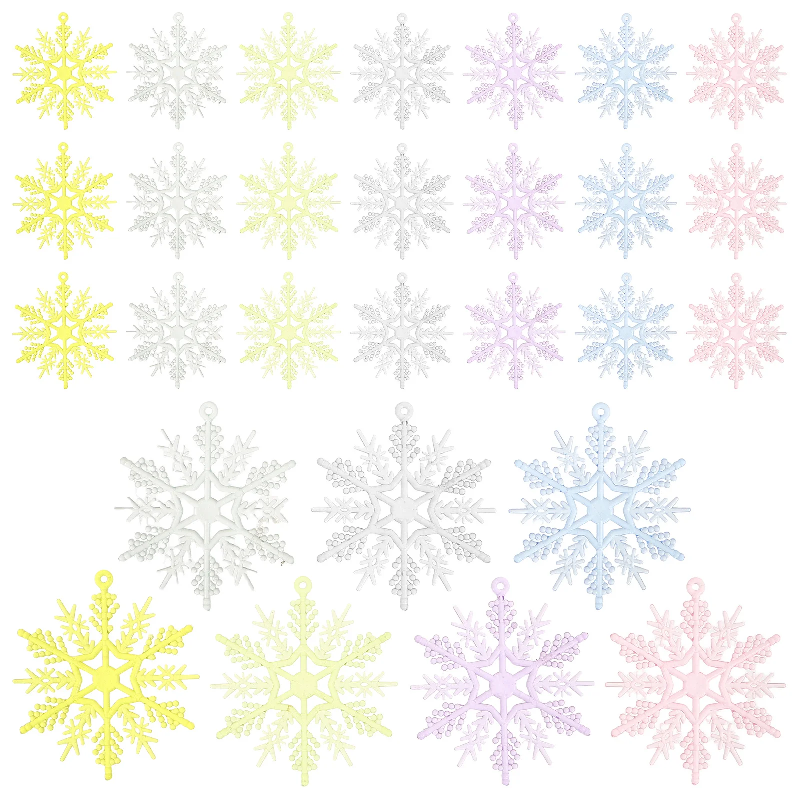 

70Pcs Snowflake Tree Hanging Ornaments Assorted Color Lightweight Plastic Christmas Decorations for Holiday Winter Wonderland