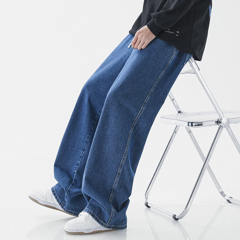 New Baggy Jeans Men\'s Streetwear Harajuku Fashion Casual Wide-leg Trousers Japanese Simple Male Jeans Denim Pants