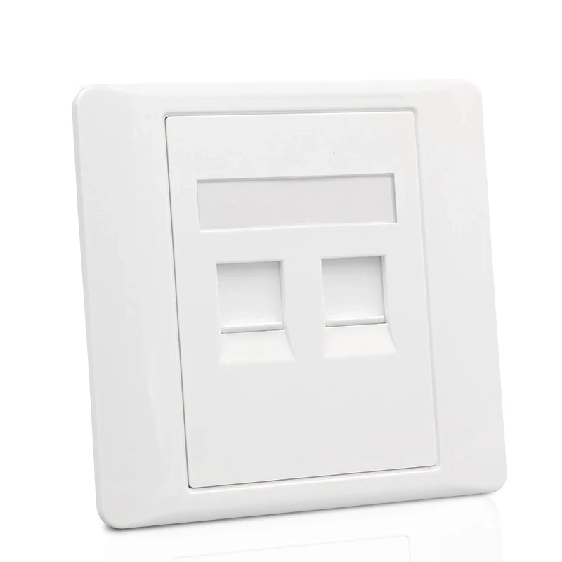 White Color Wall Cover Cat 6 Type 2 Ports RJ45 LAN Wall Outlet Face Panel Compatible For TP Link Xiaomi Router