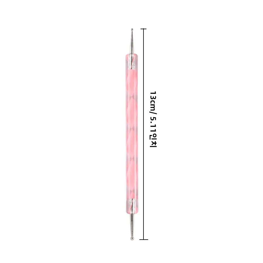 Professional Dual-Use Nail Art Dotting Pen Manicure Tool for Creative Design - Plastic Swirl Wood Marbleizing Steel Rhinestones