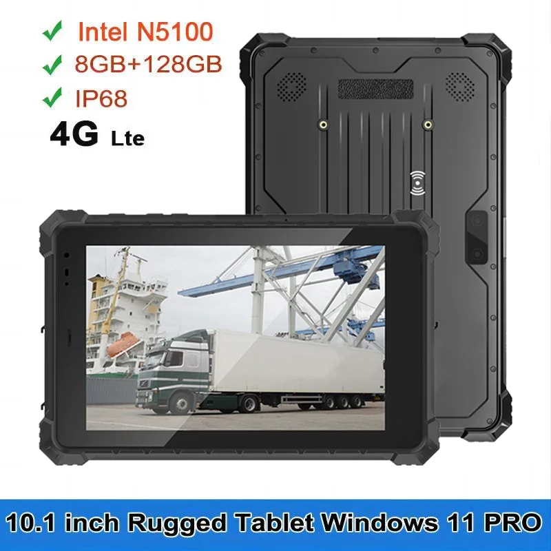 

Industrial Rugged for Windows 11 Tablet PC Intel N5100 8G RAM 128G ROM IP68 Waterproof RS232 RJ45 Optional 2D Barcode Scanner