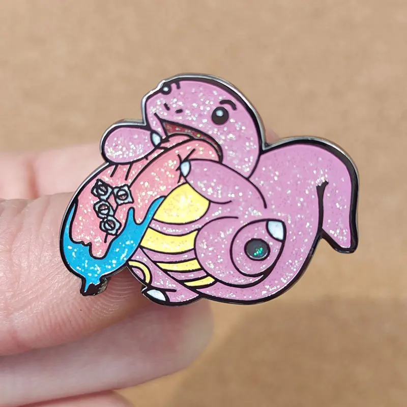 Pokemon Squirtle brillo polvo duro esmalte Pins broche colección insignias de solapa hombres mujeres joyería de moda regalos adornan mochila