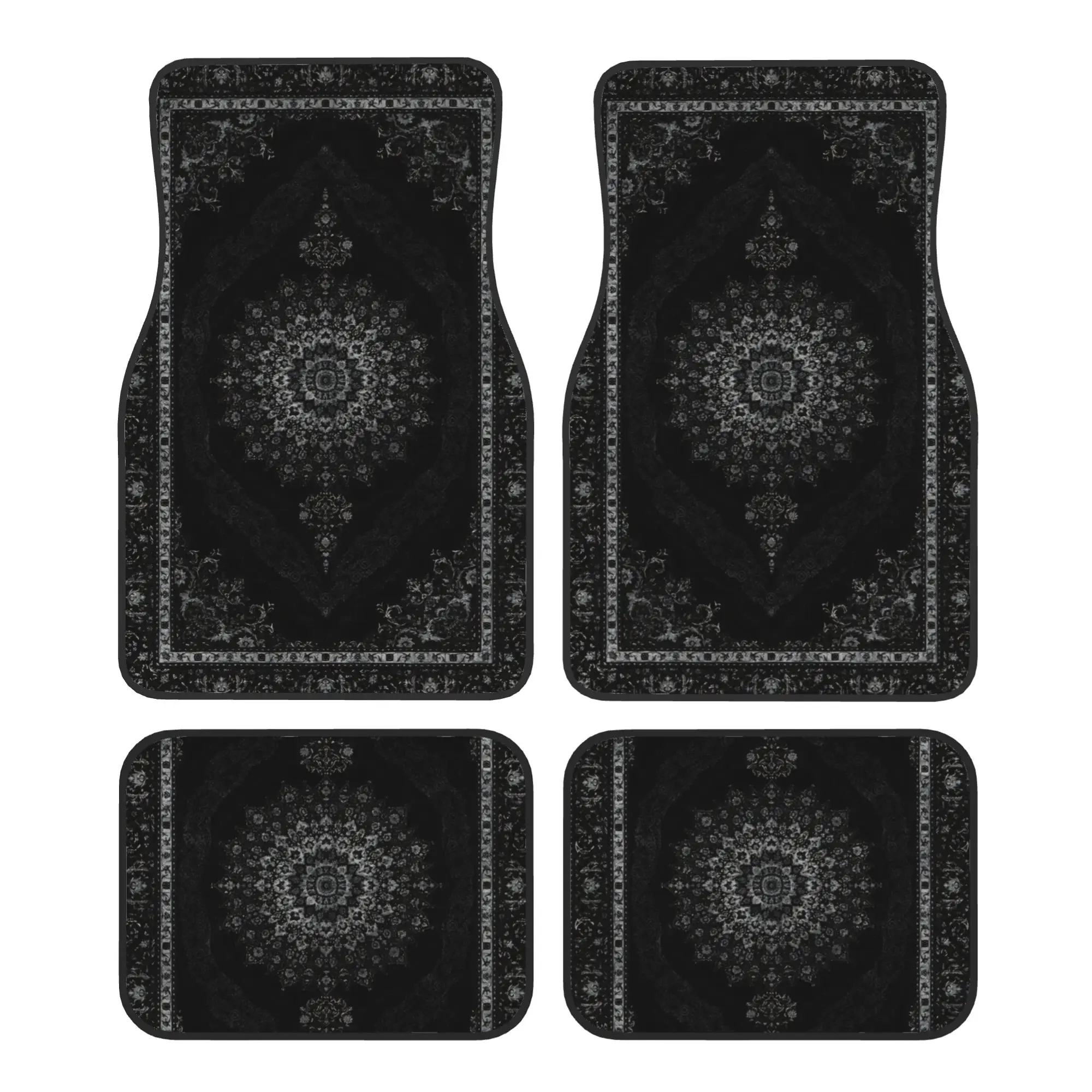 4PCS Crystal Velvet Car Floor Mats Distressed Turkish Style Area Rug Anti Slip Car Universal Auto Front And Rear Foot Mats