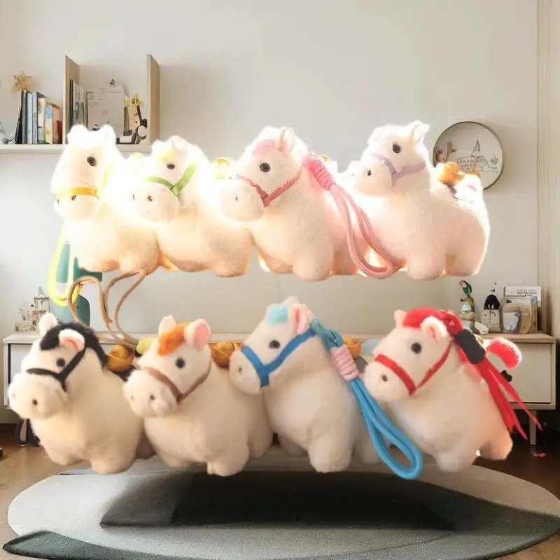 Süßer Plüsch-Pony-Maskottchen-Puppen-Schlüsselanhänger für das chinesische Pferdejahr; Ideales Anhänger-Lanyard für Tasche, Neujahrs-Souvenir-Geschenk