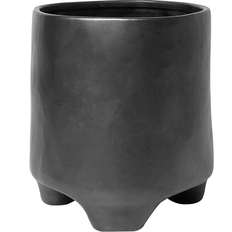 

Flower pot matte black large diameter living room plant flower ornament balcony