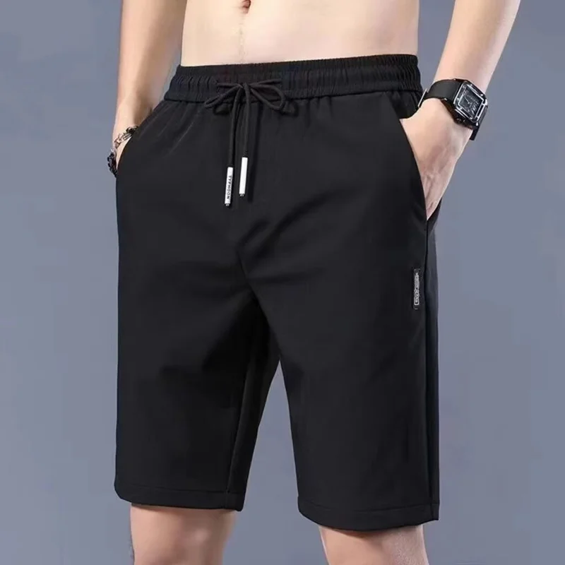 شورت بوليستر من الحرير الجليدي للرجال ، بنطلون شاطئ مرن ومربط ، متوسط وفضفاض ، 5 دقائق ، نسخة كورية ، جودة عالية ، جديد ،