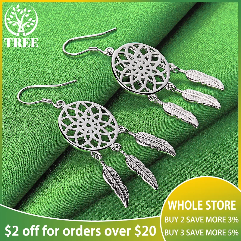 

ALITREE 925 Sterling Silver Dream Catcher Drop Earrings For Women Earring Lady Fashion Party Birthday Wedding Charm Jewelry Gift