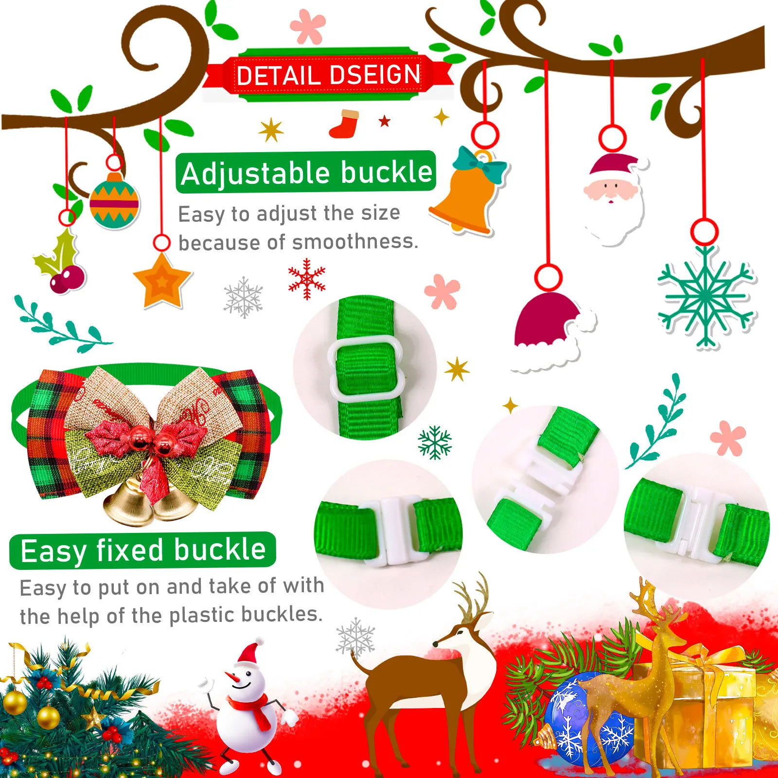 30pcs/lot Dog Bowtie Christmas Style Cat Xmas Bowties Neckties Small Dog Holiday Party Grooming Accessores