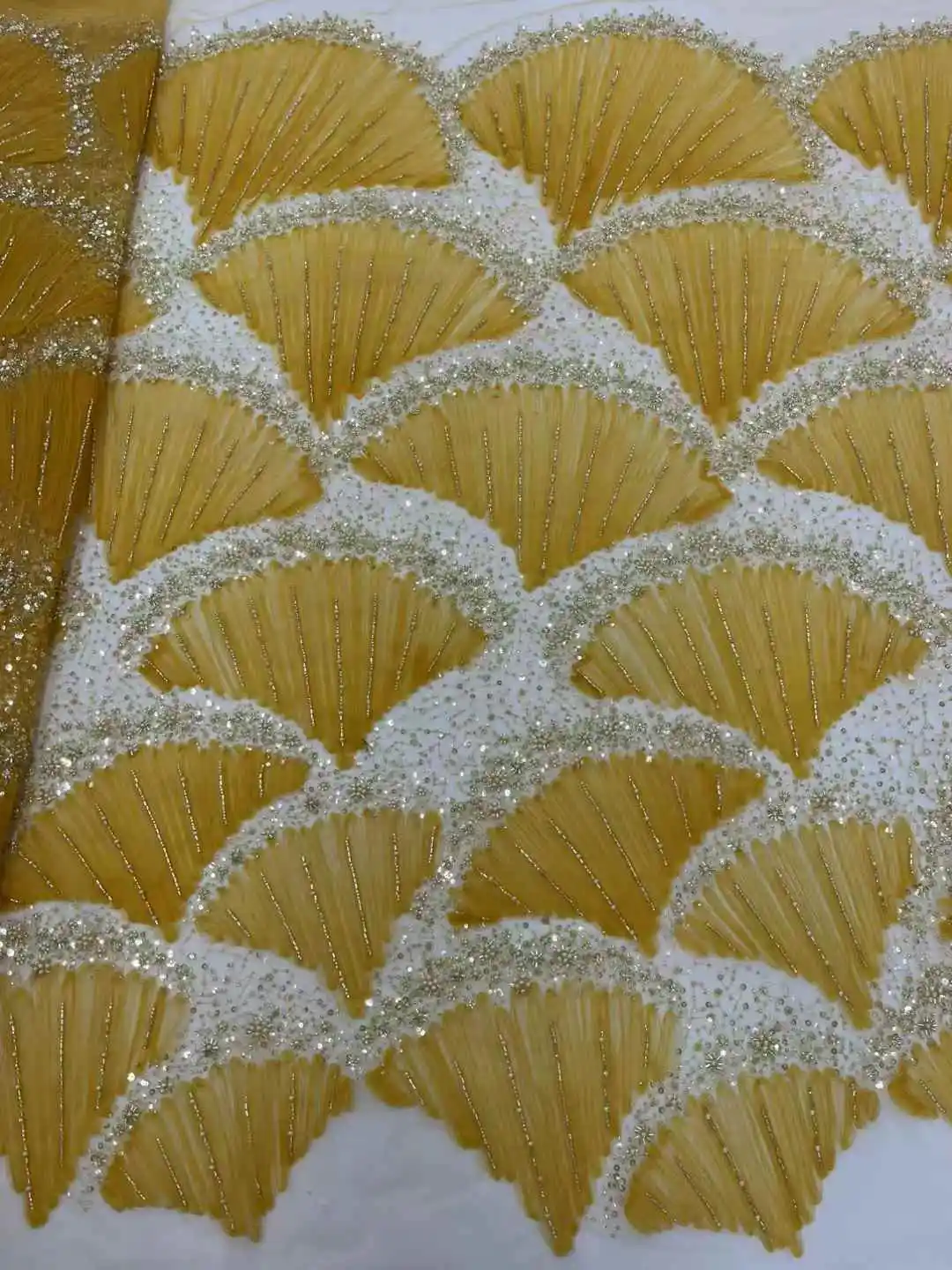 

2025Elegant Sequined Lace Fabric with Stones - Latest Best Quality Delicate Soft Mesh for Party Evening Dresses NN2798_R