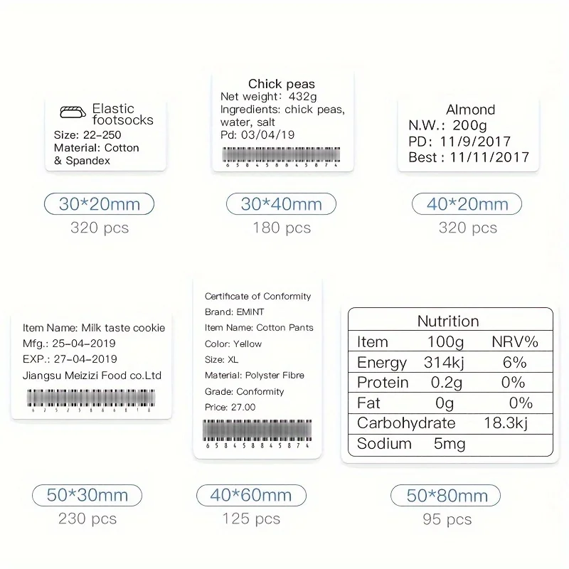 5 Rolls White Niimbot Thermal Label Paper Roll Waterproof for Mini Sticker Pocket Barcode Printer B21 B1 B203 Name Print