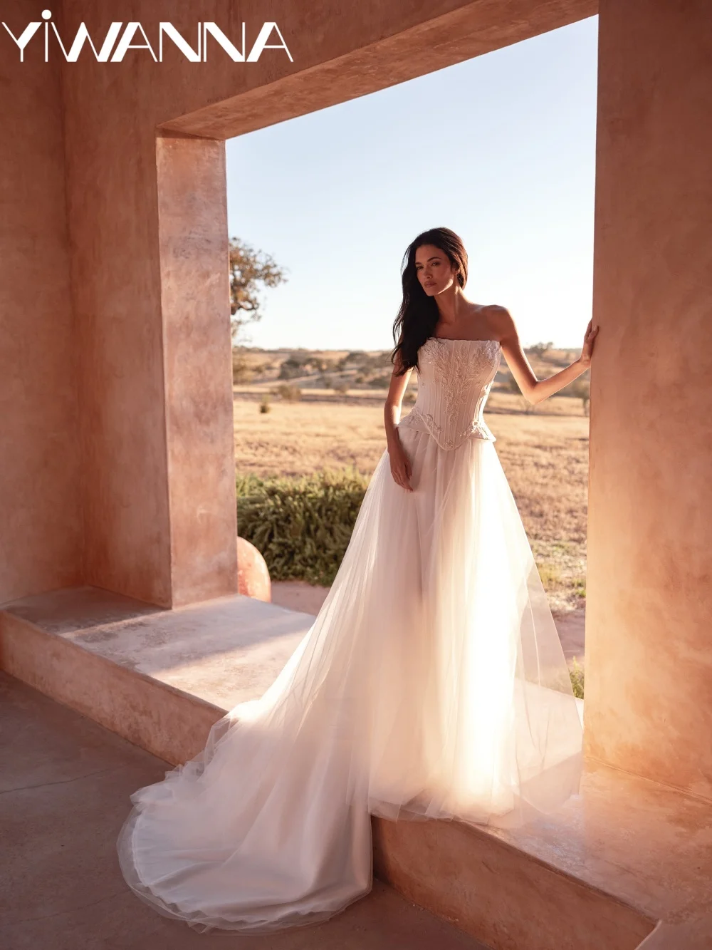 

New Embroidery Corset Wedding Dress Shimmering Beaded A-line Tulle Bridal Gown Customized Dreamy Strapless Dresses For Bride