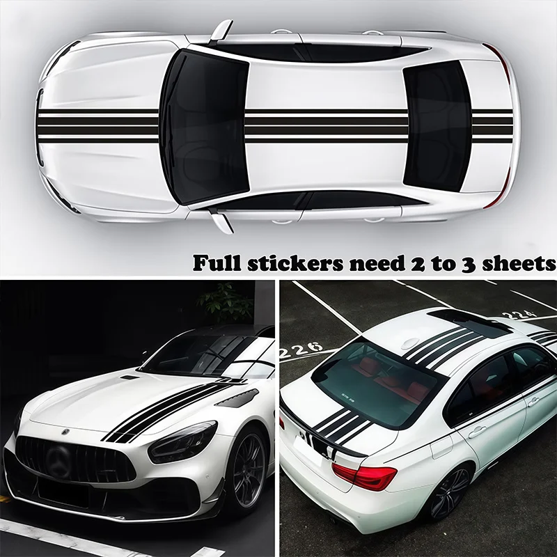 DIY Car Tuning Stripe Vinyl Decals, 2Pcs/Set Waterproof Durable Stickers Fit Auto Hood, Body And Exterior Surfaces