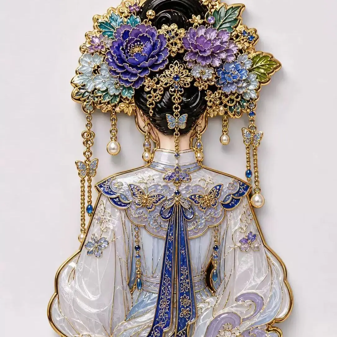 Intangible Cultural Heritage Chinese Style Metal Magnetic Fridge Magnet Creative Gift Four Beauties Collection Souvenir