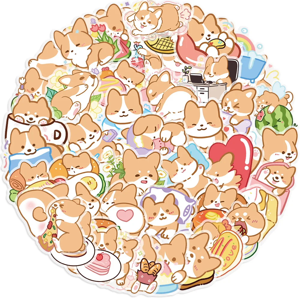 

10/50PCS Puppy Weekend PET Stickers Kawaii Fun Dog Decorative Stickers Decal Kids Toys for Luggage Doodle Transparent Stickers