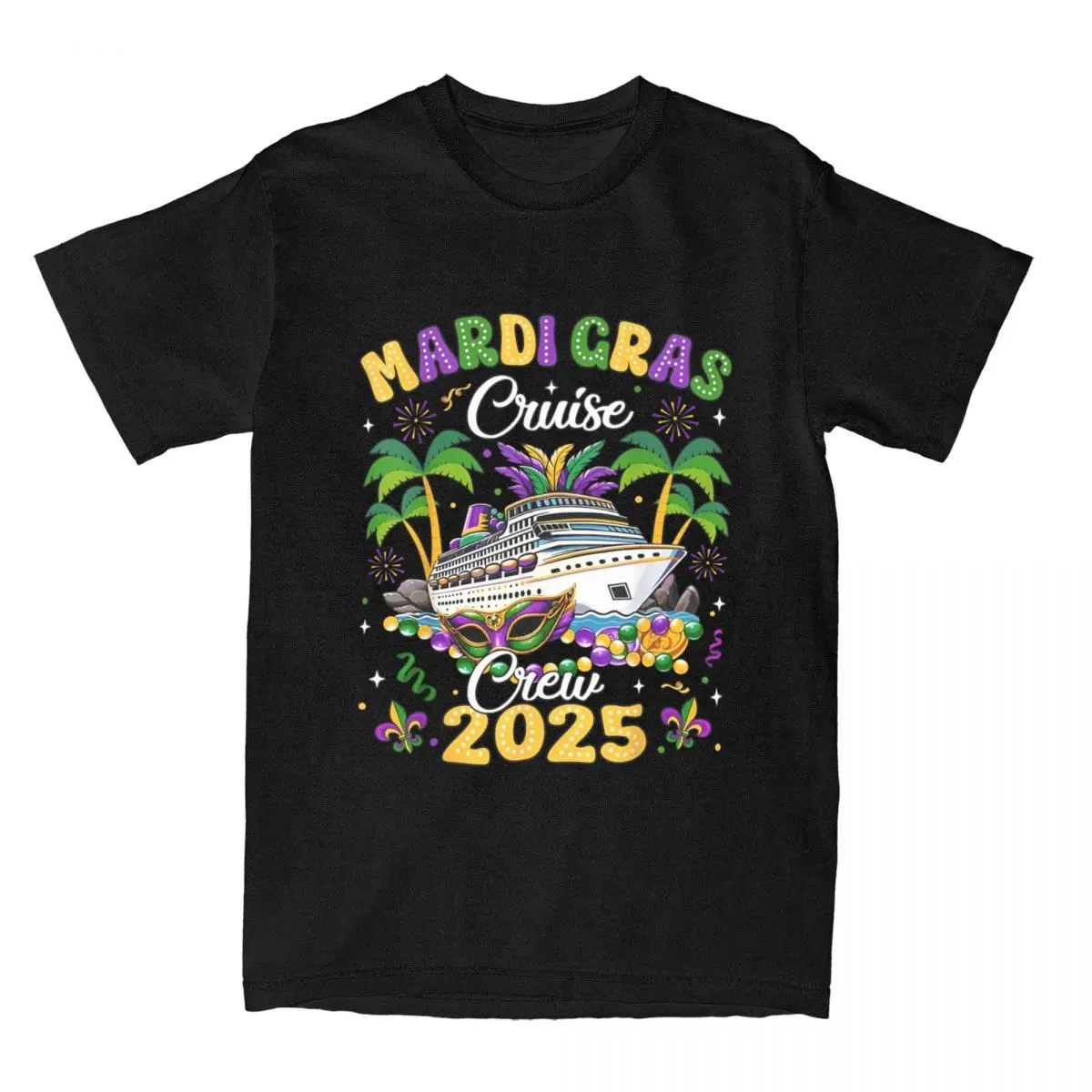 

Mardi Gras Cruise Crew 2025 Trip New Orleans Family Matching T Shirts Short Sleeve Tshirt Cotton O Neck Oversized 3XL Clothes