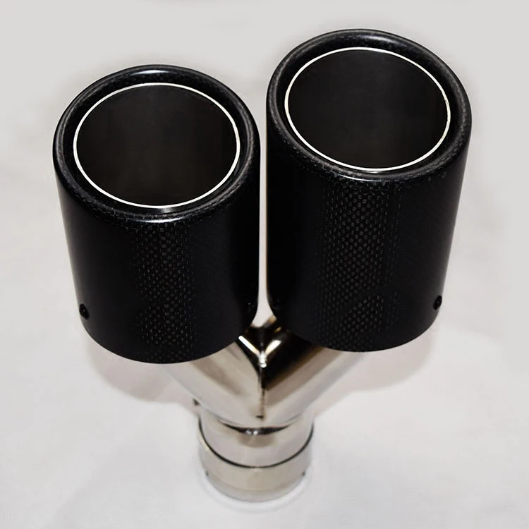 new Custom Carbon Fiber H Style Dual Exhaust Muffler Tip High Performance 1-Piece Quad Exhaust for Car Accessories Matte Finish